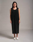 Soft Pleated Knee-Length Dress