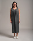 Soft Pleated Knee-Length Dress