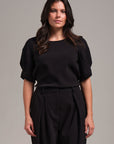 Folded Pleat Sleeve Woven Top