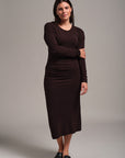 SIDE SHIRRED KNEE LENGTH DRESS