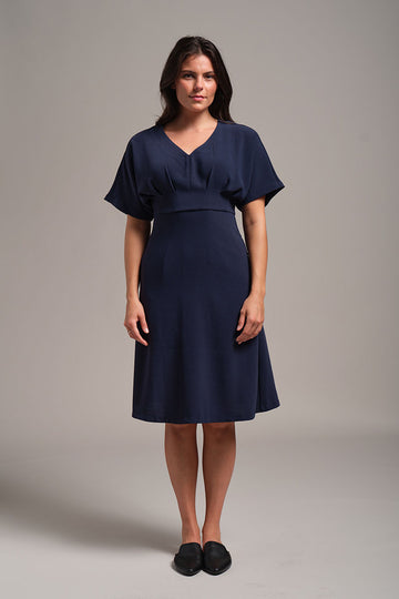 HIGH EMPRIE WITH SOFT DOLMAN MIDI LENGTH DRESS