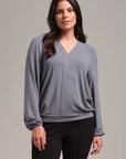 V-Neck Volume Sleeve Knit Top